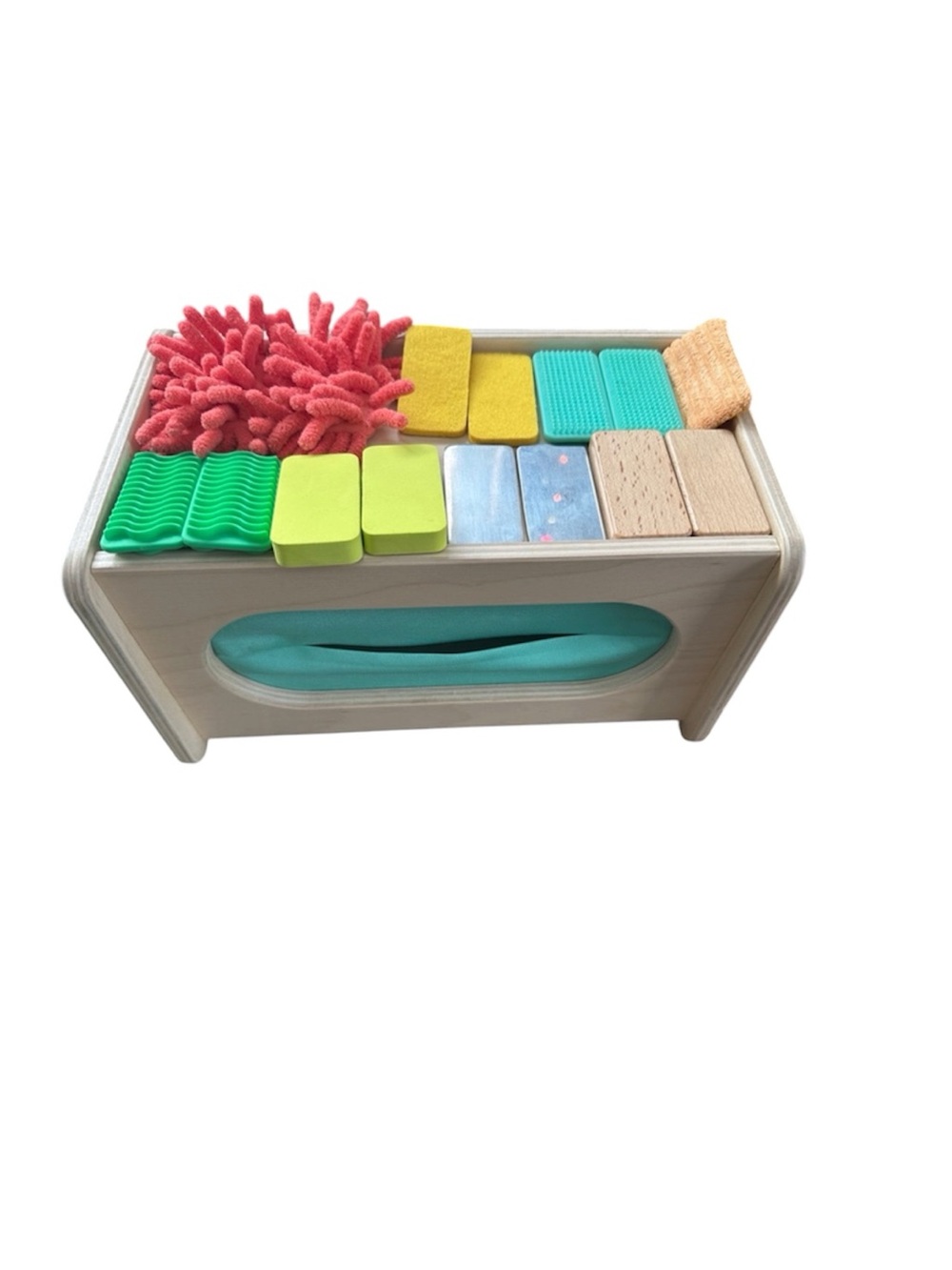 LOVEVERY Wooden Tactile Texture Box - Multicolor Sensory Blocks